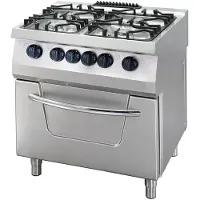 Maxima Heavy Duty Fornuis 4 Pitten Dubbel 70 cm Diep 36 kW Gas incl. Elektrische Oven