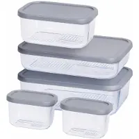 Excellent houseware Vershoudbakjes - glas/kunststof - grijs/transparant - 5x - bewaarbakjes