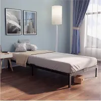 Famanu Bedframe 80 x 200 van metaal, hoogte 35 cm, bed 80 x 200 cm, voor matrassen eenpersoonsbed, grote opbergruimte, gemakkelijk te monteren en stabiel, zwarte lattenbodem