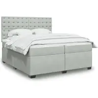 vidaXL Boxspring met matras fluweel lichtgrijs 200x200 cm