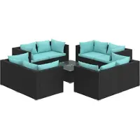 vidaXL 9-delige Loungeset met kussens poly rattan zwart