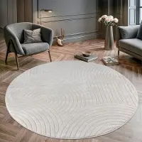 Muratap Vivant japandi rond vloerkleed laagpolig effen - 200 cm rond