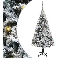 vidaXL Kunstkerstboom met 150 LED Wit 150 cm PVC en Staal en Kunststof