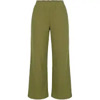Studio Untold - Dames - Broek wijde pijpen mousseline elastische tailleband - Olijf - Maat 44