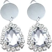 Charme Bijoux Clip oorbellen-Strass-Zilverkleur- geen gaatje-