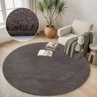 Muratap Comfy premium rond luxe effen vloerkleed wasbaar uni taupe- 200 cm rond