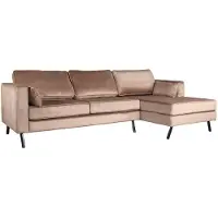 Lizzely Garden & Living Hoekbank Hilde 270cm loungebank taupe velvet rechts bankstel hoeksalon zetel