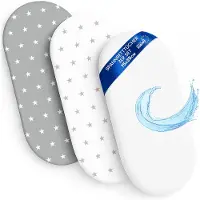 Totsy Baby Hoeslaken Kinderwagen Baby Hoeslakenset Set van 3: 35x75 cm - 2x lakenset + 1x waterdichte matrasbeschermer - Babybed Accessoires voor Kinderbedje Aanschuifbed Wiegje 35 x 75
