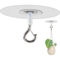 INF Zelfklevende plafondhaken 5-pack - Geen boren, herbruikbaar PVC + roestvrij staal, ondersteunt 10-15kg