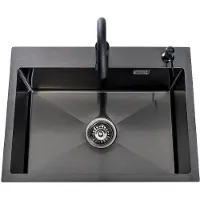 Lendo Online Spoelbak 59x44 cm Zwart met Kraan & Dispenser