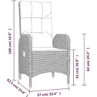 vidaXL 7-delige Tuinset met kussens poly rattan grijs