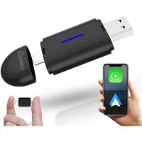 Carme Mini 2-in-1 CarPlay Dongle - USB-A & USB-C - Draadloos CarPlay & Android Auto - Zwart