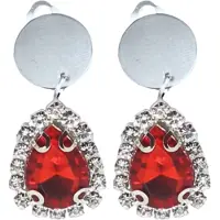 Charme Bijoux clip oorbellen -Rood-Strass-Zilverkleur-geen gaatje-