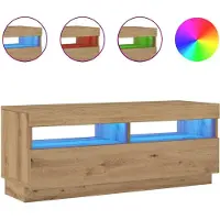 vidaXL Tv-meubel met LED 100x35x40 cm bewerkt hout artisanaal eiken