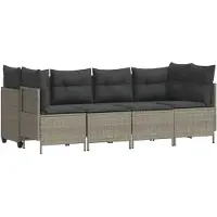 vidaXL 5-delige Loungeset met kussens poly rattan lichtgrijs