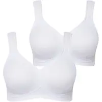 Ulla Popken - Dames - Microvezel-beha set van 2 zonder beugel voorgevormde cups - Sneeuwwit - Maat 115C
