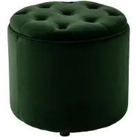 CLP Pantin - Ronde Poef met Opbergruimte - Chesterfield - Velvet - groen
