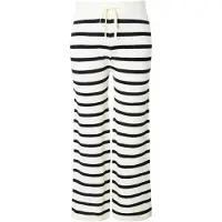 Studio Untold - Dames - Gebreide broek straight legs strepen - Off-white - Maat 54+