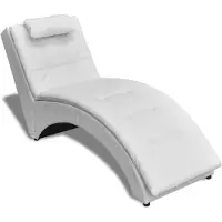 vidaXL Chaise longue met kussen kunstleer wit