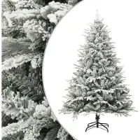 vidaXL Kunstkerstboom met sneeuwvlokken 210 cm PVC en PE groen