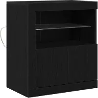 vidaXL LED Dressoir Zwart 60,5 x 37 x 67 cm Bewerkt hout