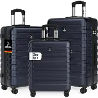 Deuba Travel Kofferset 3-delig 55x40x20 cm Hardschaal Donkerblauw