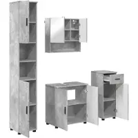 vidaXL Badkamerkastset, 4 stuks, betonlook, grijs, 61 x 35 x 64 cm