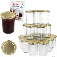 MamboCat 48-delige set sturzglas 435 ml jam jar Inmaakpot Inmaakpot Tot 82 gouden deksel incl. Diamant-suiker Gelierzauber receptenboekje