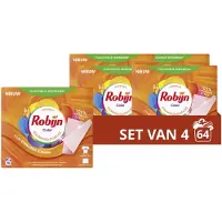 Robijn - Wasmiddeldoekjes - Color - 100% oplosbare doekjes in een kartonnen verpakking - 4 x 16 wasstrips