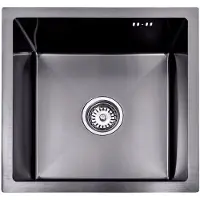 Lendo Online Spoelbak voor keuken 440x440x200mm (44x44x20cm) Zwart - Antraciet RVS - Roestvrij staal - Wasbak met waterafvoersysteem - Gootsteen + bevestigingshaken Binnenmaat: 39x39cm