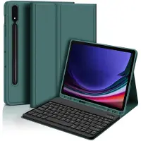 INF Bluetooth-toetsenbordhoes + toetsenbord compatibel met Samsung Tab S6 Lite 10,4 inch - donkergroen