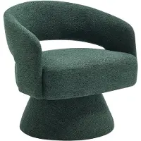 Vente-unique Draaibare fauteuil in dennengroen chenillestof FEDOTE