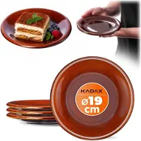 Kadax Eetborden, borden van klei met keramische laag, vaatwasmachinebestendige platte eetborden, serveerborden voor ontbijt, cake, desserts (klein, 4 stuks)