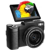 INF 5K Ultra HD 64MP WiFi Digitale Camera met Draaibaar Scherm & Macrolens Black