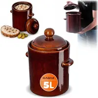 Kadax Vat voor het inmaken van komkommers, steengoed 5L, pot met luchtdichte kraag