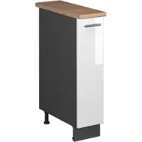 Vicco Apotheekkast Fame-Line, Wit Hoogglans/Antraciet, 20 cm, WB Eik