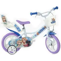 Dino Bikes Kinderfiets Snow Queen sneeuwkoningin 12 inch met zijwieltjes, mand en poppenzitje