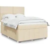 vidaXL Boxspring met matras stof crèmekleurig 140x200 cm