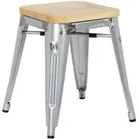 Bolero Bistro Gegalvaniseerd Stalen Stoel Met Houten Zitting (4 Stuks) - GM634