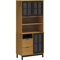 vidaXL Hoge kast met glazen deuren FLAM 80x40x180 cm grenenhout
