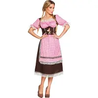Muovijalelu verkleedpak Frau Schmidt dames bruin/roze | Maat 44,46