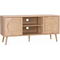 Sweeek TV meubel met hout en afgerond rietdecor 120 cm Naturel