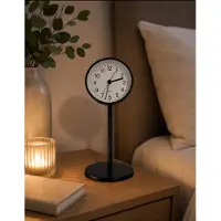 Home Moderne Tafel Klok - Zwart Metaal - Wekker - Verlichting - 8x4x21cm