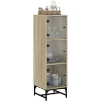 vidaXL Hoge kast met glazen deuren 35x37x120 cm sonoma eikenkleurig
