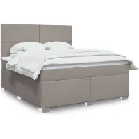 vidaXL Boxspring met matras stof taupe 180x200 cm