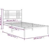 vidaXL Bedframe met hoofdbord metaal wit 100x190 cm
