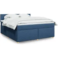 vidaXL Boxspring met matras stof blauw 180x200 cm