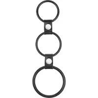 Rimba - Triple Cockring - Rubber en Leer - Zwart