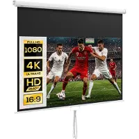 HOMCOM Projectiescherm 80 inch 16:9 voor muur en plafond - Beamerscherm - Filmdoek - Wit