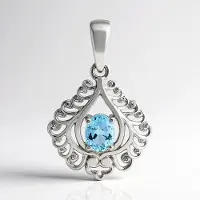 Cavill - Zilveren Hanger - 925 Sterling Zilver Gerhodineerd - 0,272 ct Santa Maria Aquamarijn Ovaal - Brazilië - Filigraan Design - Elegant Sieraad